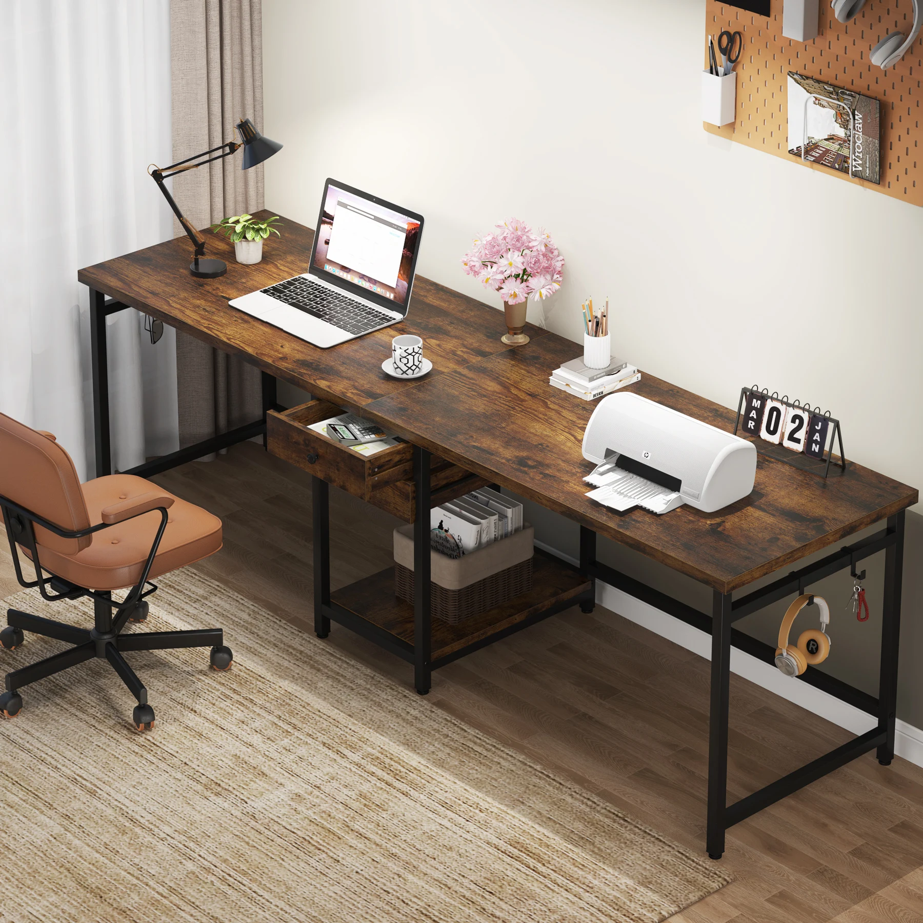 Home Office With Two Desks - Tribesigns scrivania per due persone da