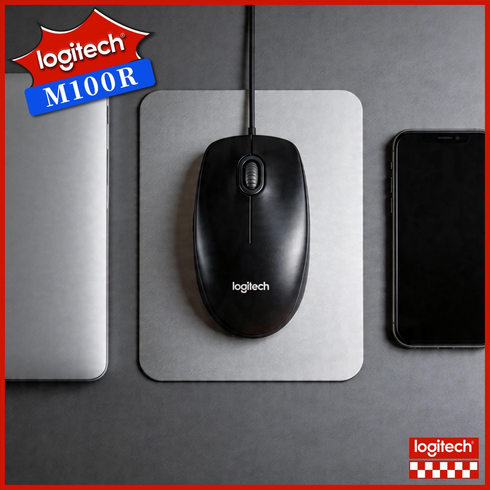Home Office For Mac - Mouse USB Cablato Logitech M100R, 1000DPI,