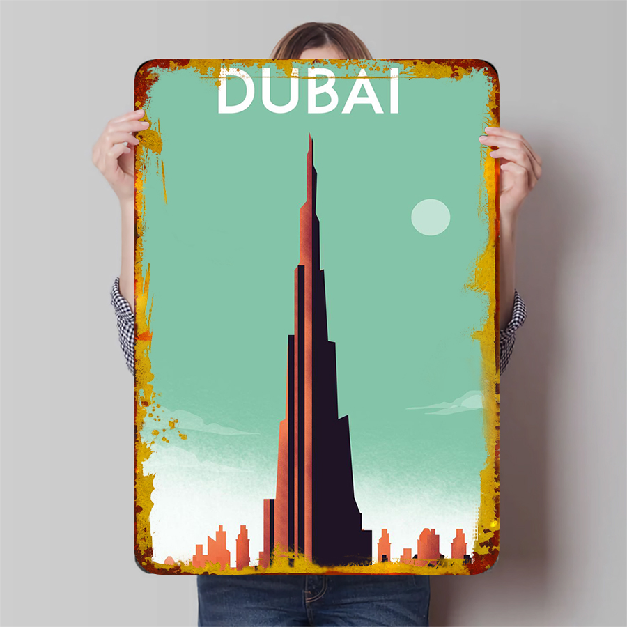 Home Office Dubai - Dubai Skyline Wall Art in metallo