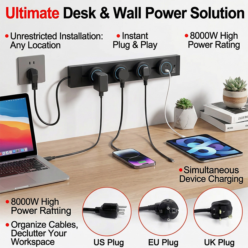 Power Strip Desk - Presa a Muro con Adattatore US