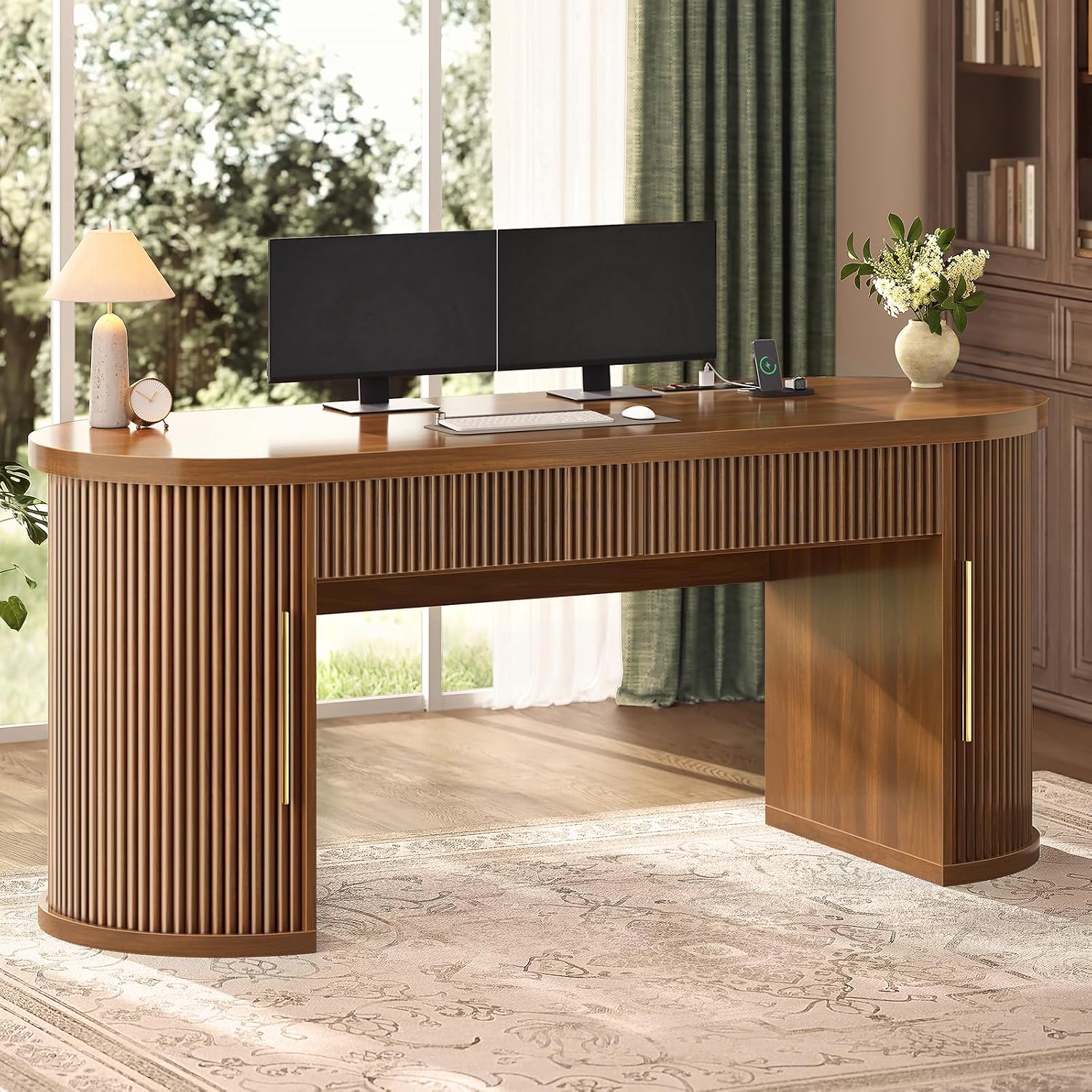 Power Strip Desk - Scrivania da ufficio con 2 cassetti,